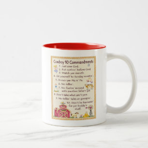 Cowboy 10 Commandments - Farm Fun Two-Tone Coffee Mug