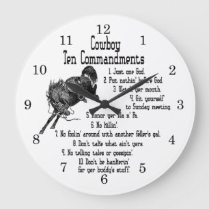 Cowboy 10 Commandments Large Clock