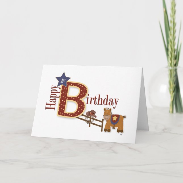 Cowboy 1st Birthday Card (Front)