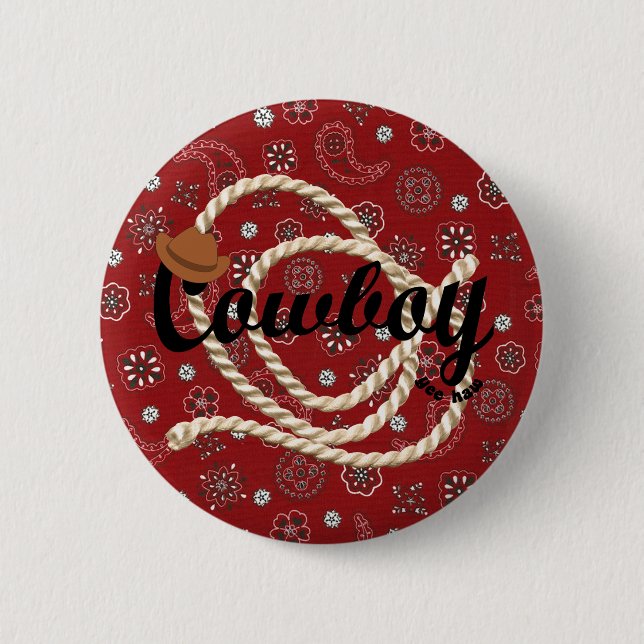 Cowboy 2 Inch Round Button (Front)