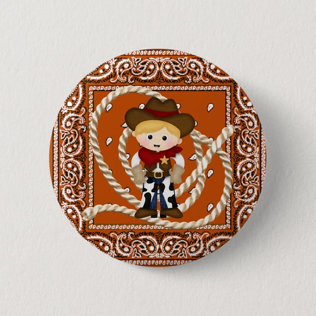 Cowboy 2 Inch Round Button (Front)