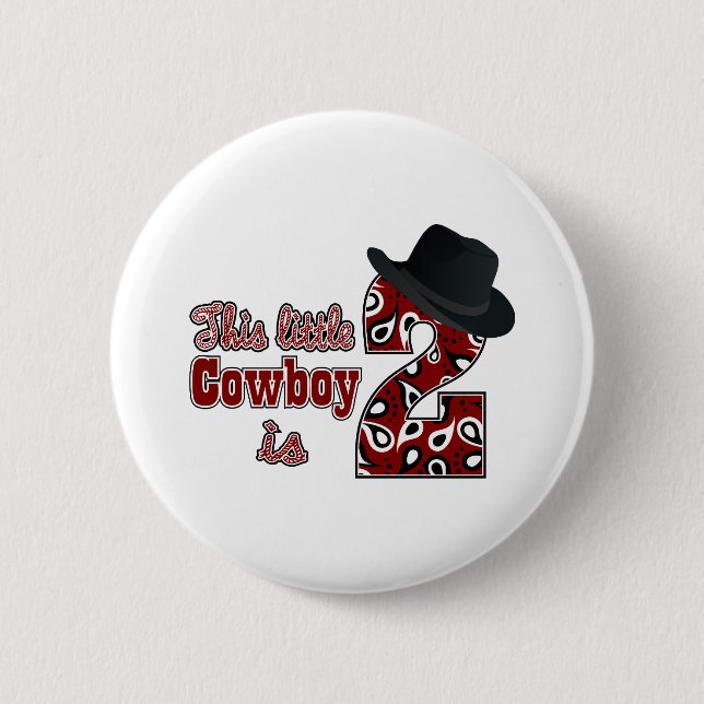 Cowboy 2nd Birthday 2 Inch Round Button (Front)