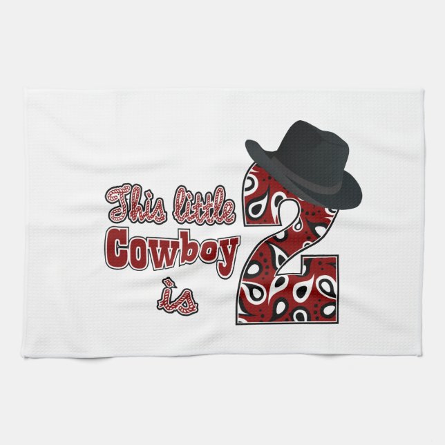 Cowboy 2nd Birthday Kitchen Towel (Horizontal)