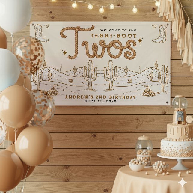 Cowboy 2nd Birthday Party Terri-Boot Twos Western Banner (Creator Uploaded)