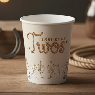 Cowboy 2nd Birthday Party Terri-Boot Twos Western Paper Cups