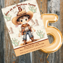 Cowboy 5e anniversaire Bash Invitation
