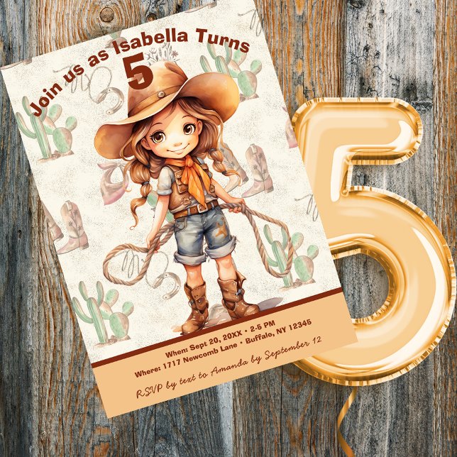 Cowboy 5th Birthday Bash Invitation (Creator Uploaded)