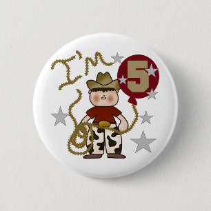 Cowboy 5th Birthday T-shirts and Gifts 2 Inch Round Button