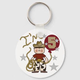 Cowboy 5th Birthday T-shirts and Gifts Keychain