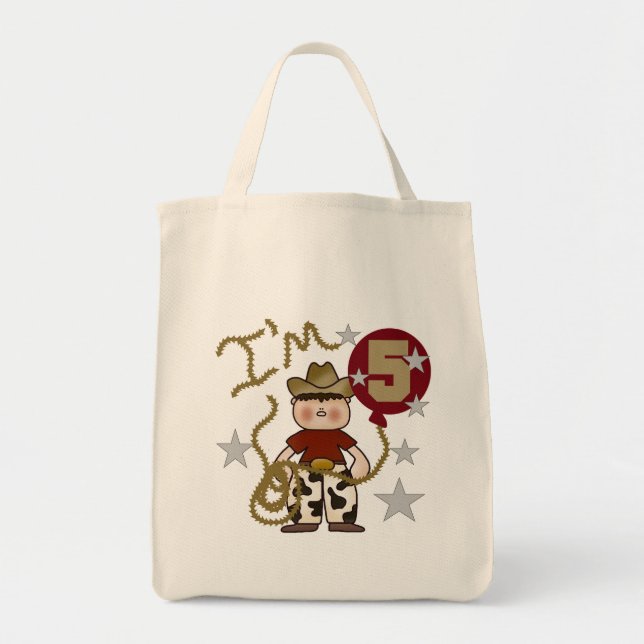 Cowboy 5th Birthday T-shirts and Gifts Tote Bag (Front)
