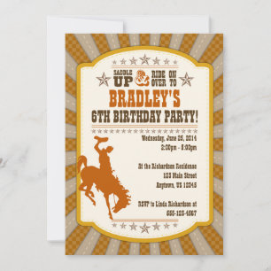 Cowboy 6th Birthday Party Invitation