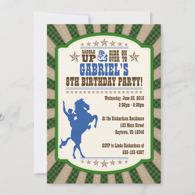 Cowboy 8th Birthday Party Invitation (Front)