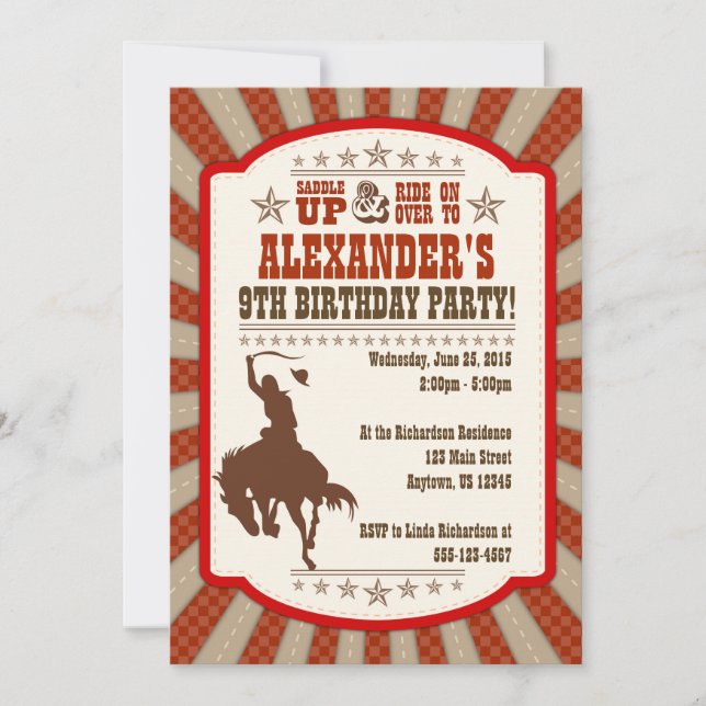 Cowboy 9e anniversaire de fête Invitation (Devant)