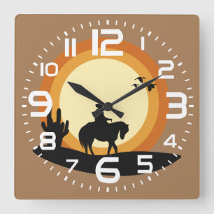 Cowboy à cheval horloge murale