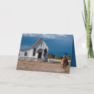 Cowboy À L'Église Carte De Noël