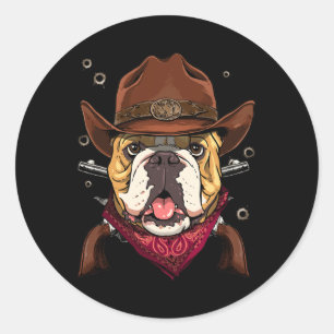 Cowboy American Bulldog Country Music Rodeo Howdy Classic Round Sticker