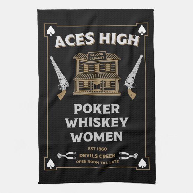Cowboy American Frontier Saloon Kitchen Towel (Vertical)