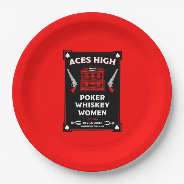 Cowboy American Frontier Saloon Paper Plate (Front)