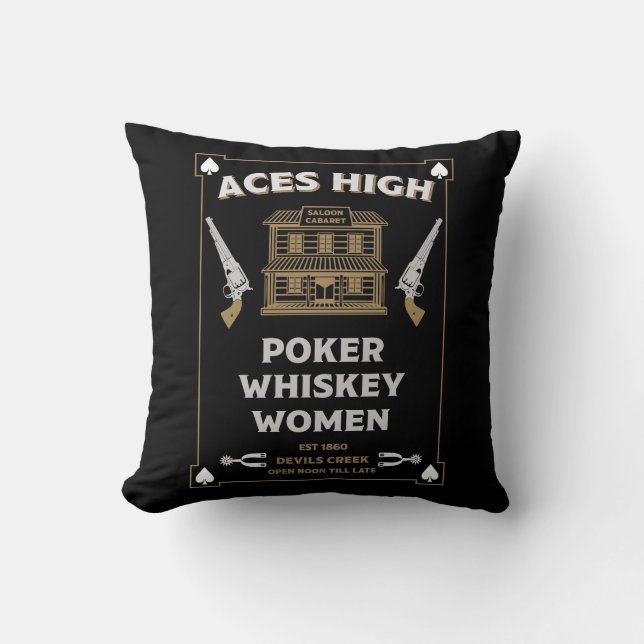 Cowboy American Frontier Saloon Throw Pillow (Front)