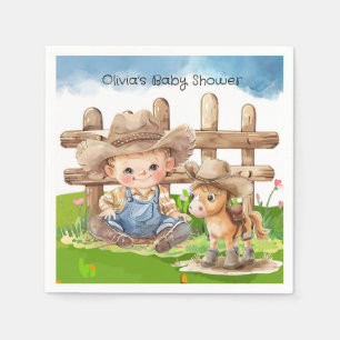 Cowboy and a Pony Horse Boy Baby Shower Napkin
