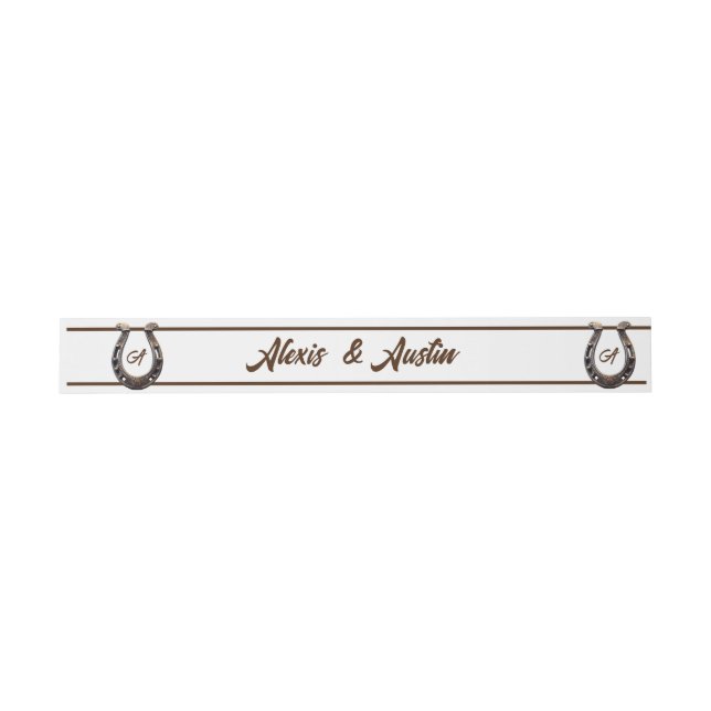 Cowboy  and Bride Western Style Wedding Brown Invitation Belly Band (Flat)