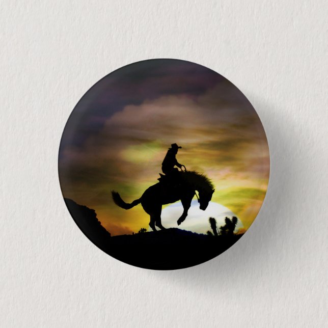 Cowboy and Bucking Horse Button (Front)
