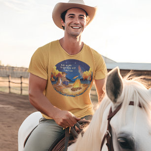 Cowboy and cow dog cooking autumn fish T-Shirt