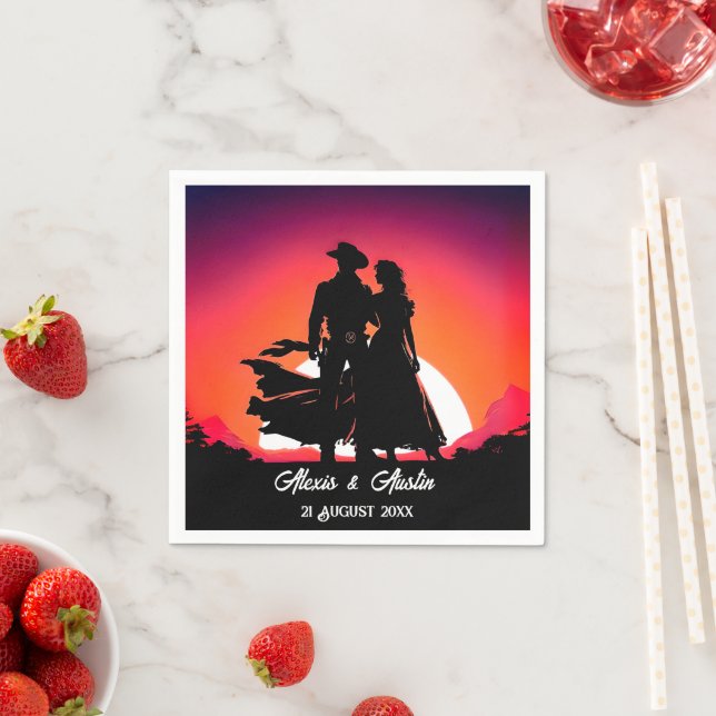 Cowboy and Cowgirl at Sundown  Napkin (Insitu)
