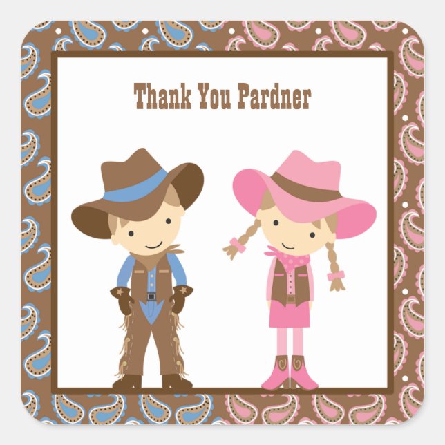 Cowboy and Cowgirl Birthday Stickers (Front)
