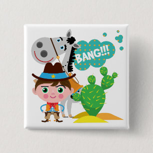Cowboy and Horse 2 Inch Square Button