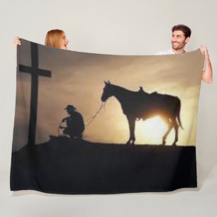 COWBOY and HORSE Fleece Blanket