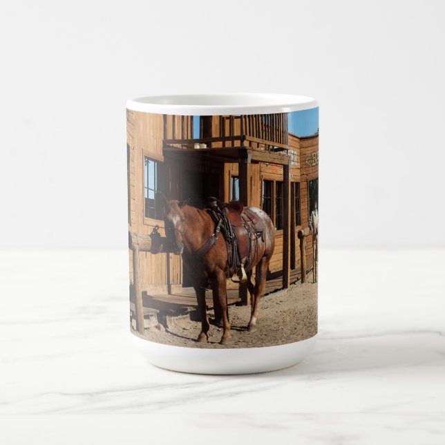 Cowboy and horse in the wild west, USA Coffee Mug (Center)
