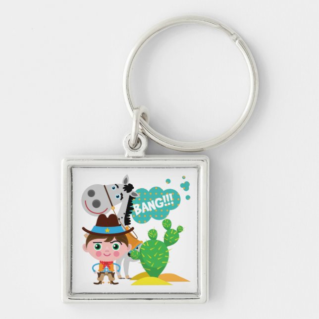 Cowboy and Horse Keychain (Front)