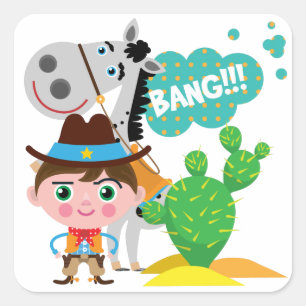Cowboy and Horse Square Sticker