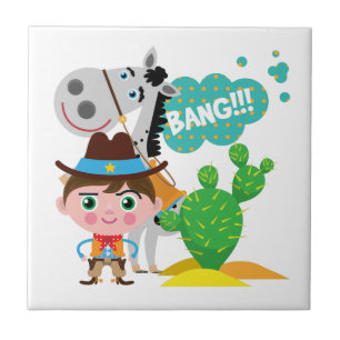 Cowboy and Horse Tile