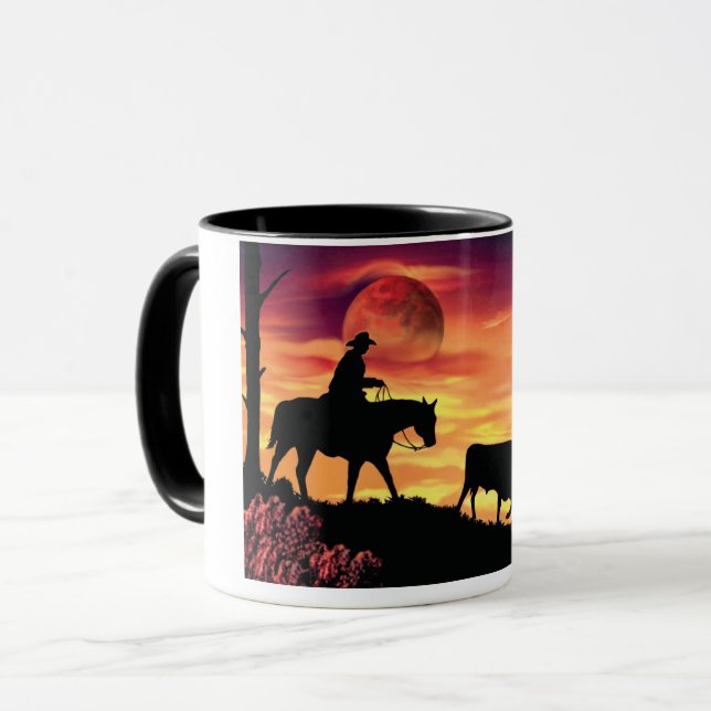 Cowboy And Longhorn Steer Mug (Front Left)
