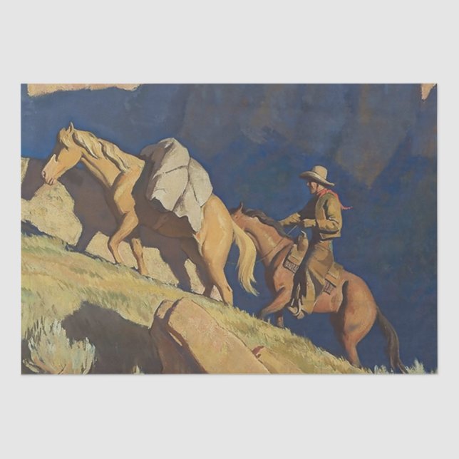 “Cowboy and Pack Horse” by Maynard Dixon Tissue Paper (Front)
