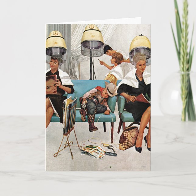 Cowboy Asleep in Beauty Salon Card (Front)