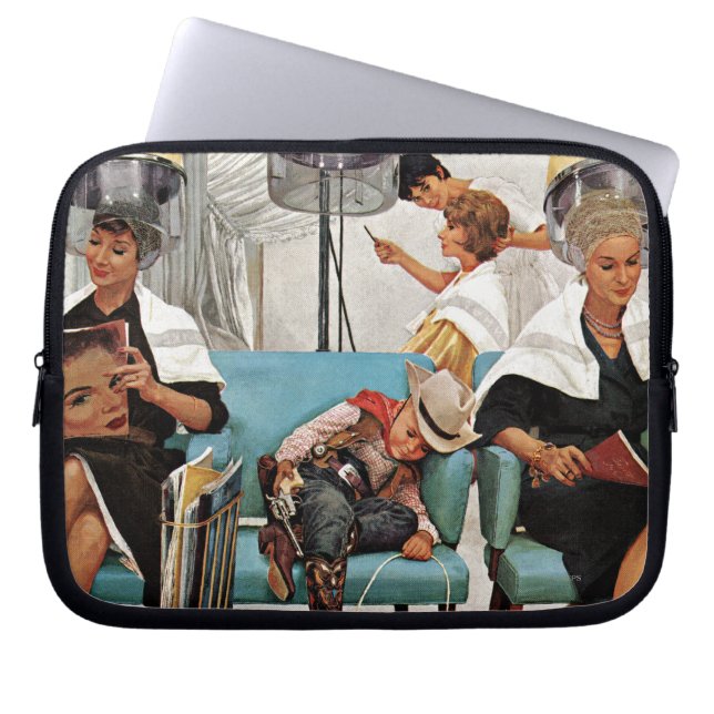 Cowboy Asleep in Beauty Salon Laptop Sleeve (Front)