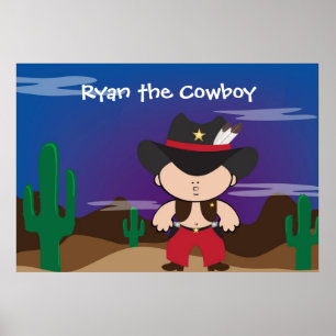 Cowboy at night room decor Poster