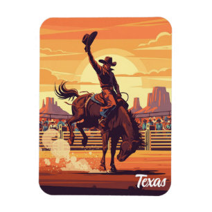 Cowboy at Rodeo Texas Travel Magnet