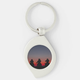 cowboy at sunset keychain