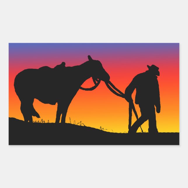 Cowboy at sunset sticker (Front)