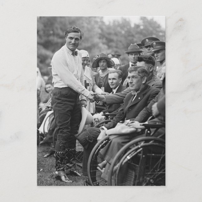 Cowboy at the White House, 1925 Postcard (Front)