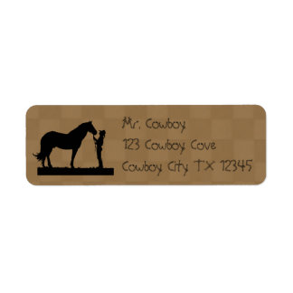 Cowboy avec son cheval Retour Adresse Étiquettes