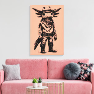 cowboy axolotl canvas print