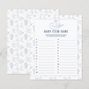Cowboy - Baby Item Game. Baby Shower Game