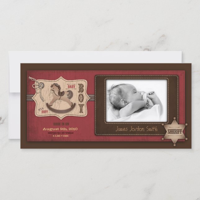 Cowboy Baby Photo Card (Front)