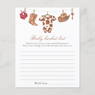 Cowboy baby shower - Baby bucket list