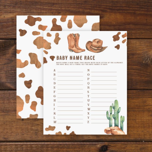 Cowboy baby shower - Baby name race game (Creator Uploaded)